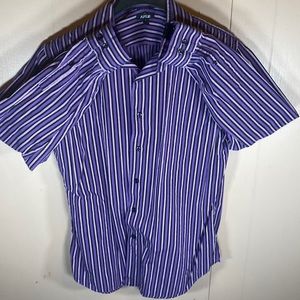 Apt. 9 Large Purple/Black/Lavender/White Striped Dress Shirt